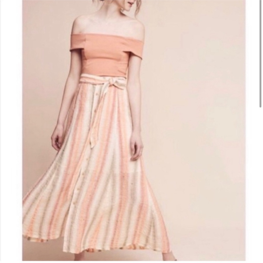 Anthropologie Tregene Linen Cotton Blend Skirt